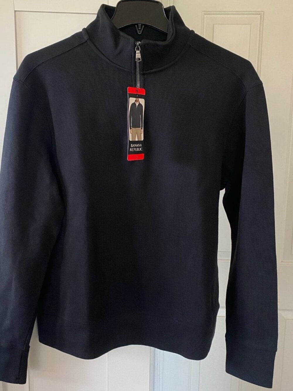 NWT Banana Republic Men's 1/4 Zip Pullover Long Sleeves Sweatshirt Black Size M
